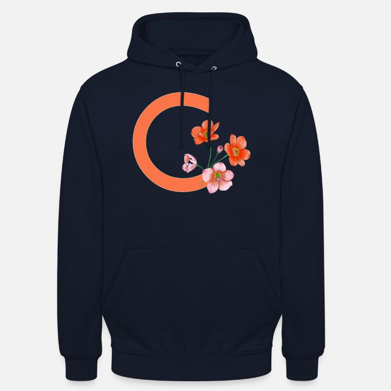 C avec fleurs - Sweat-shirt à capuche unisexe - marine