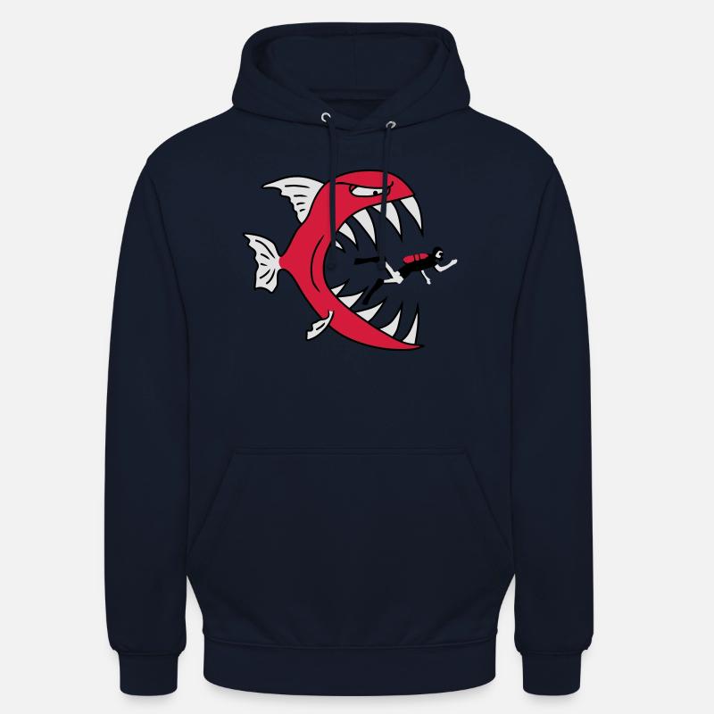 Monster Fish Eats Diver - Sweat-shirt à capuche unisexe - marine