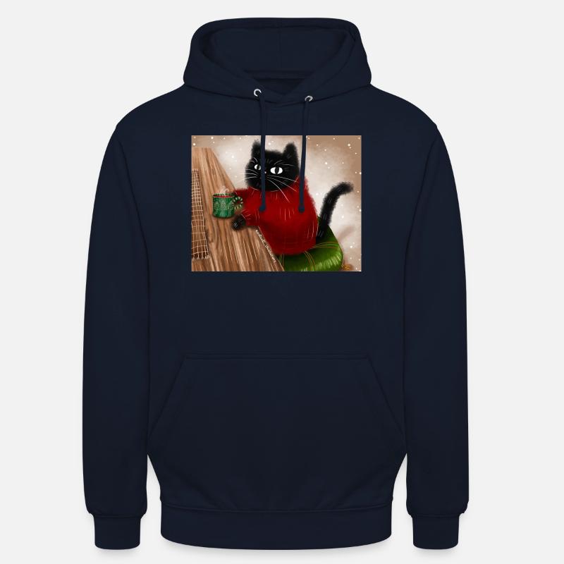 Chat en pull - Sweat-shirt à capuche unisexe - marine