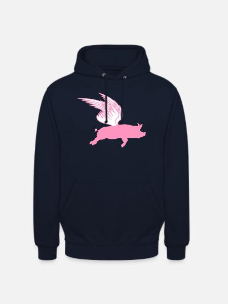 Når flyvende vinger flyvende grise kan flyve - Luvtröja unisex - marinblå