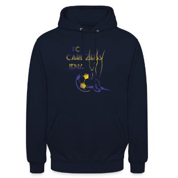 FC Carl Zeiss Jena - Unisex Hoodie - Navy - Vorne - Alina (178cm) & Michal (187cm)