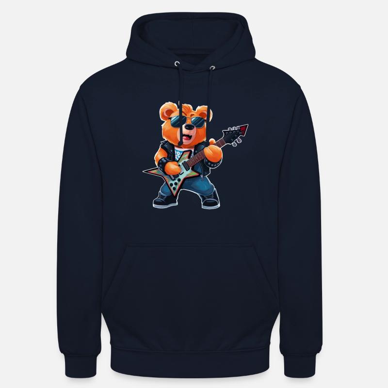 Heavy Metal Teddy Bear Guitariste - Sweat-shirt à capuche unisexe - marine