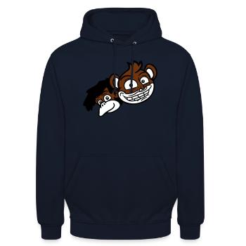 2 Funny Monkey Faces Two Friends Crew Team - Sweat-shirt à capuche unisexe - marine - Devant - Alina (178cm) & Michal (187cm)