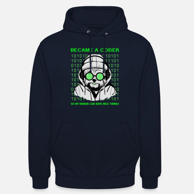 Devenu codeur – Hacker Dog Binary Look Sweat-shirt à capuche unisexe