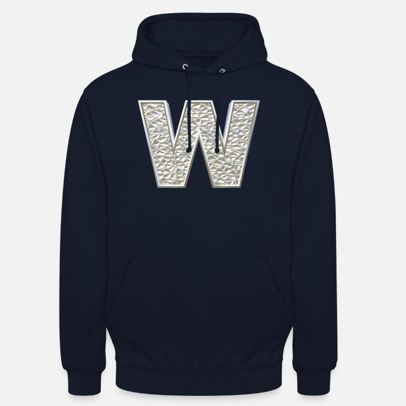 W, lettre, initiale, monogramme, - Sweat-shirt à capuche unisexe - marine