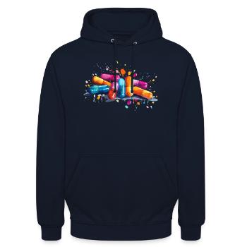 bunte Pillen - Unisex Hoodie - Navy - Vorne - Alina (178cm) & Michal (187cm)