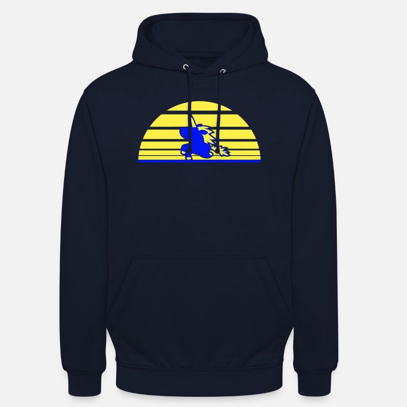 Licorne Sauts Soleil Rayure Mignon Cool Silhouette - Sweat-shirt à capuche unisexe - marine