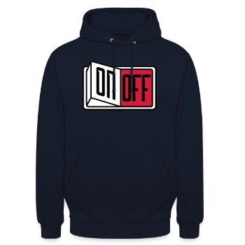 off on switch button button turn off - Unisex Hoodie - navy - Front - Alina (178cm) & Michal (187cm)