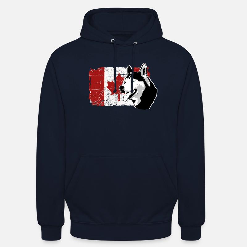 Maple Leaf - Husky - Canada - Felpa con cappuccio unisex - blu scuro