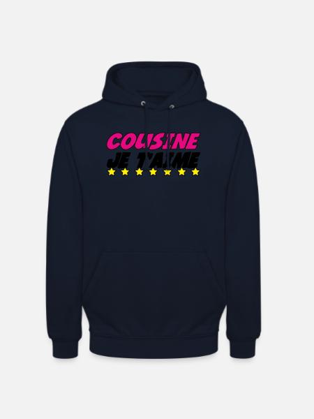 COUSINE JE t'aime - Sweat-shirt à capuche unisexe - marine