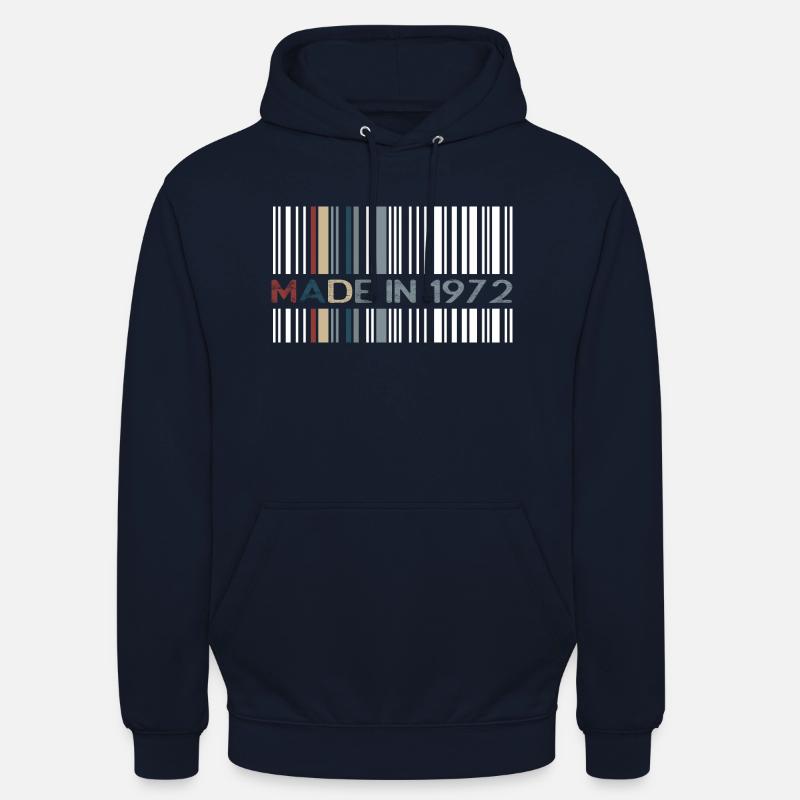 Code à barres 1972 - Sweat-shirt à capuche unisexe - marine