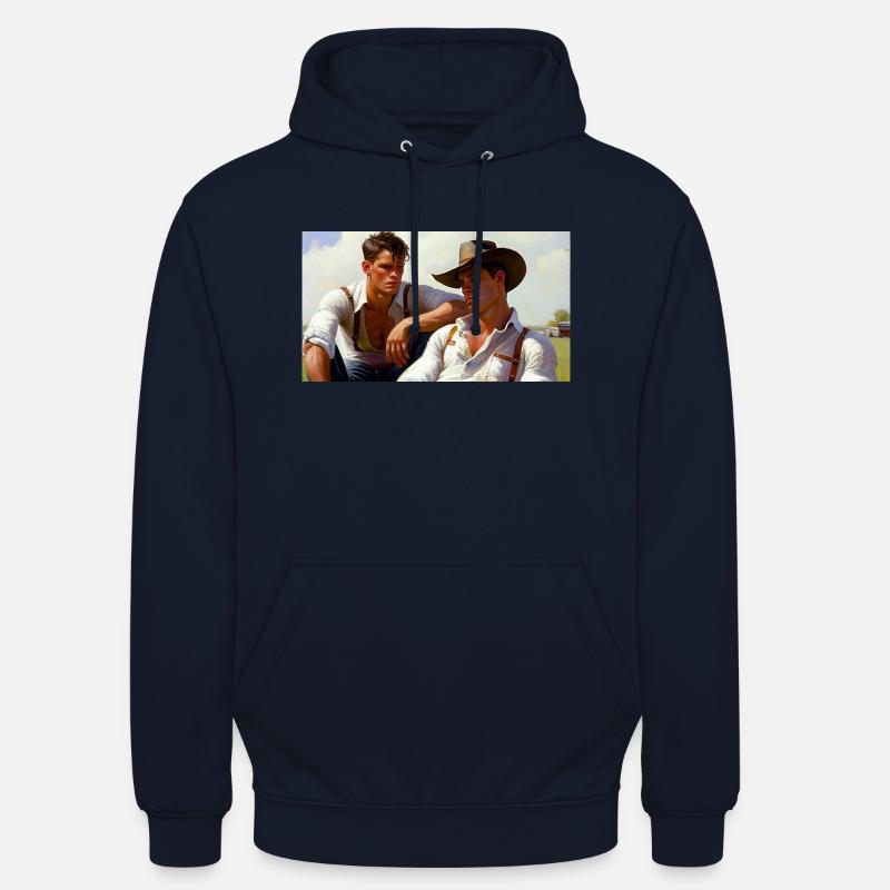 Deux fermiers travaillant ensemble - Sweat-shirt à capuche unisexe - marine