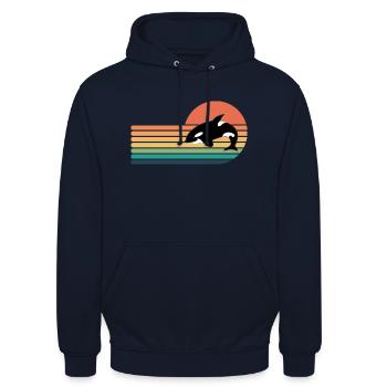 Orca Retro Stil Männer Frauen Neuheit Vintage Lustig - Unisex Hoodie - Navy - Vorne - Alina (178cm) & Michal (187cm)
