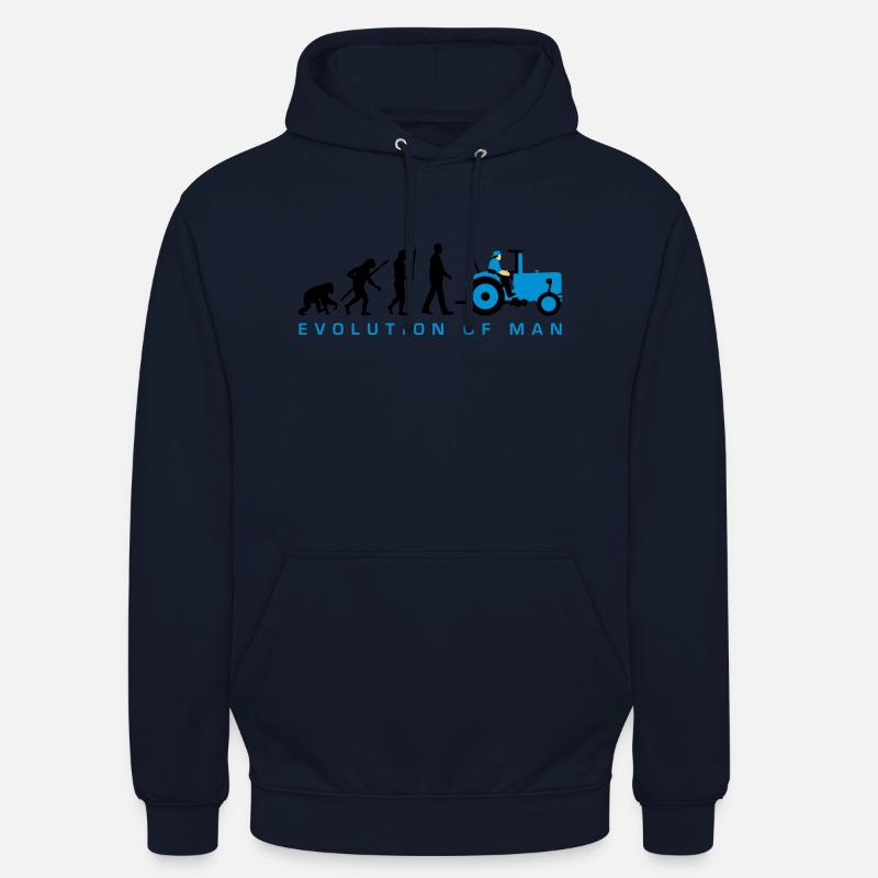 evolution_des_mannes_bauer_mit_trecker_c - Unisex Hoodie - Navy