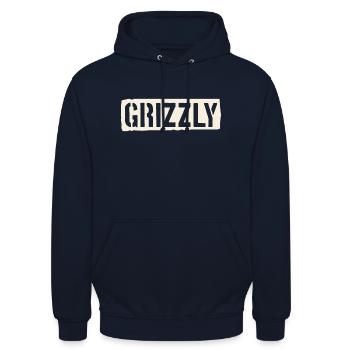 Grizzly Bear Slogan - Sweat-shirt à capuche unisexe - marine - Devant - Alina (178cm) & Michal (187cm)