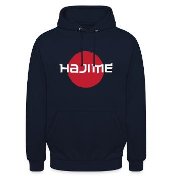 HAJIME - JUDO -JUDOKA - Unisex Hoodie - Navy - Vorne - Alina (178cm) & Michal (187cm)