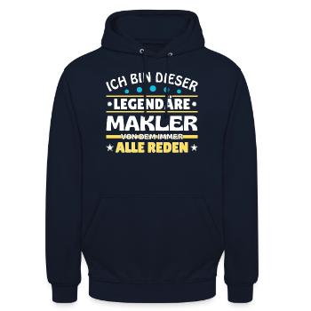 Ich bin dieser legendäre Makler - Unisex Hoodie - Navy - Vorne - Alina (178cm) & Michal (187cm)