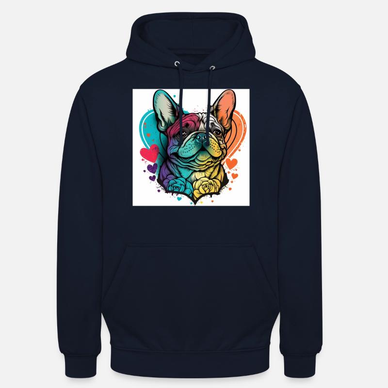 Bouledogue français - Sweat-shirt à capuche unisexe - marine