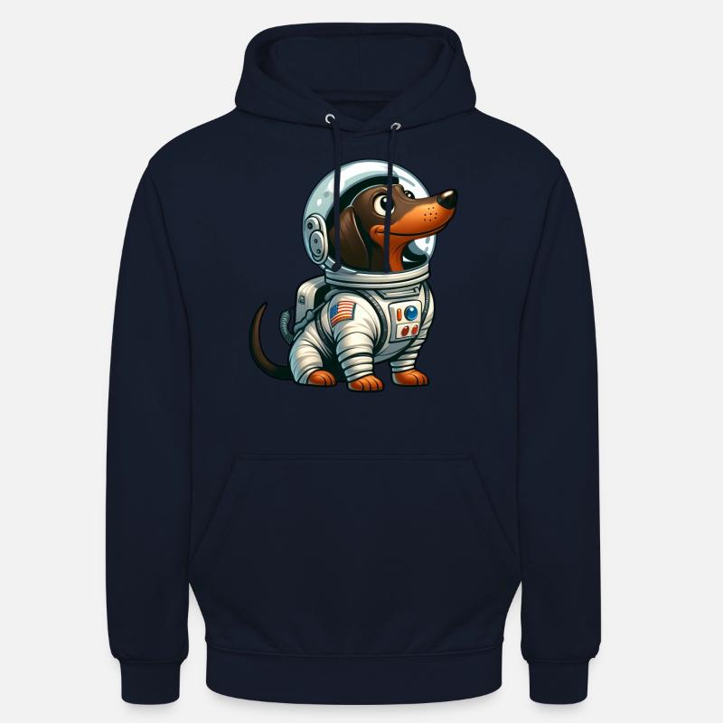 Teckel astronaute dans l’aventure spatiale - Sweat-shirt à capuche unisexe - marine