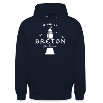 Breton pur beurre - Sweat-shirt à capuche unisexe - marine - Devant - Alina (178cm) & Michal (187cm)