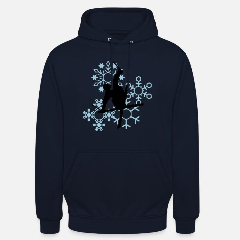 Skis avec flocons de neige - Sweat-shirt à capuche unisexe - marine