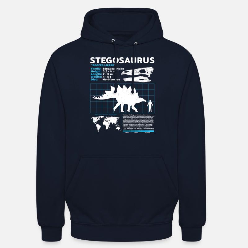 Fiche technique de Stegosaurus - Sweat-shirt à capuche unisexe - marine