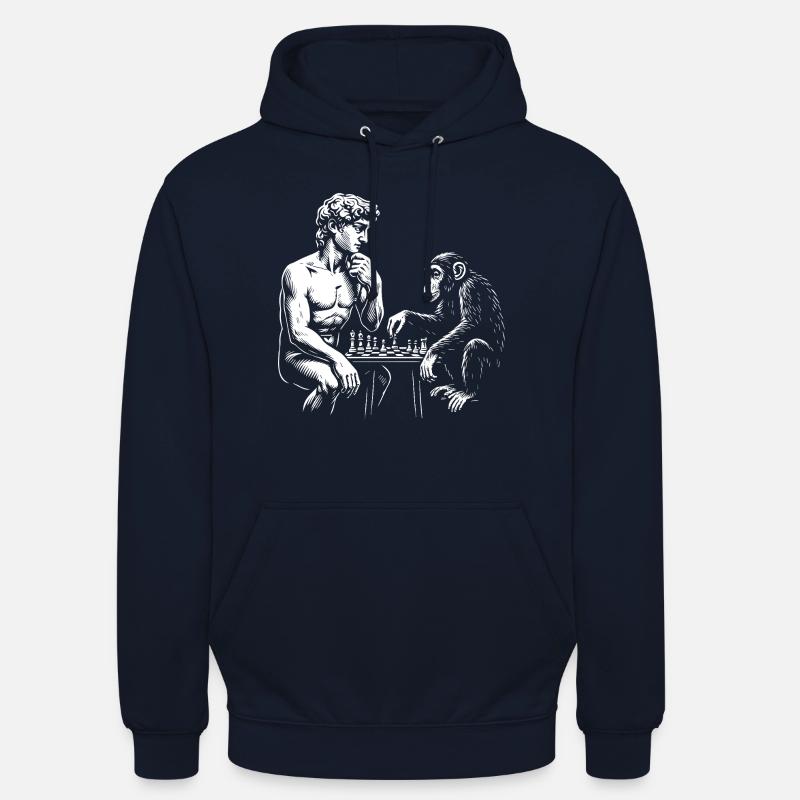 David Michelangelo spiller sjakk med ape - Unisex-hettegenser - marine