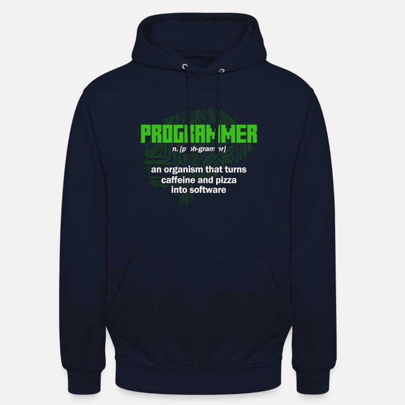 Turns caffeine and pizza into software Software-En - Unisex Hoodie - Navy