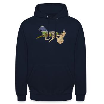Traber Pferderennen - Unisex Hoodie - Navy - Vorne - Alina (178cm) & Michal (187cm)