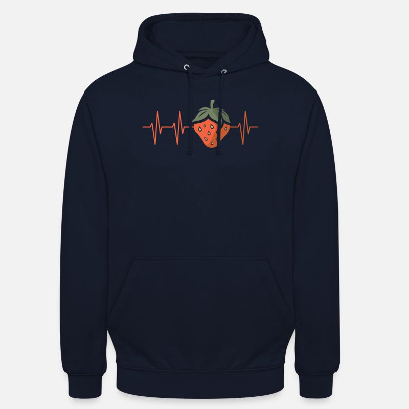 Erdbeere mit Herzschlag im Comic Stil - Unisex Hoodie - Navy