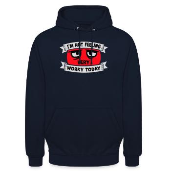 Je ne me sens pas très worky aujourd’hui Faul Arbeit humour - Sweat-shirt à capuche unisexe - marine - Devant - Alina (178cm) & Michal (187cm)