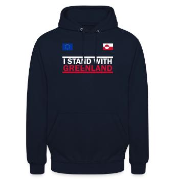 Ich unterstütze Grönland – Grönland - Unisex Hoodie - Navy - Vorne - Alina (178cm) & Michal (187cm)