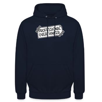 Logo drôle d’anxiété drôle et sombre de la réflexion professionnelle - Sweat-shirt à capuche unisexe - marine - Devant - Alina (178cm) & Michal (187cm)