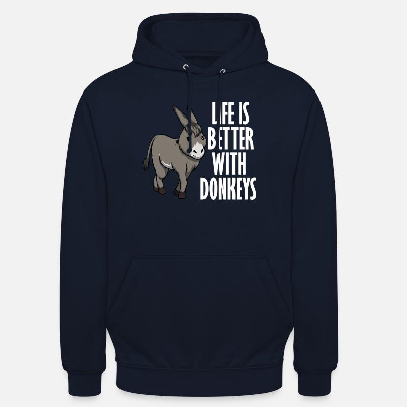 Vivre avec des ânes Mignons ânes - Sweat-shirt à capuche unisexe - marine
