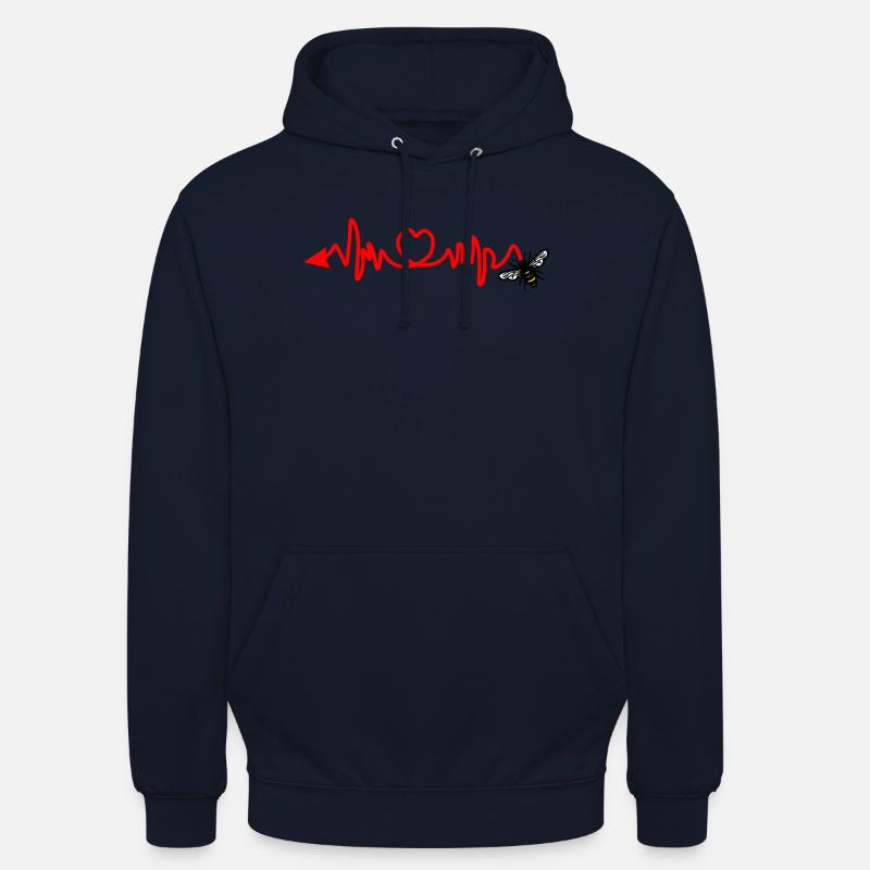 Cardio-Herzfrequenz, Biene mit Stachel oder Pfeil - Unisex Hoodie - Navy