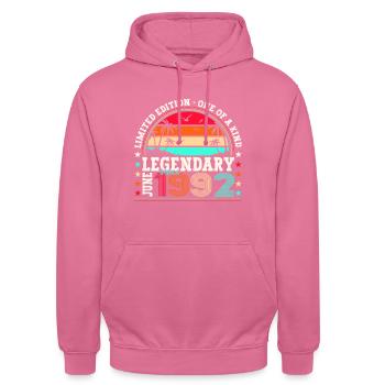 Légende Juin 1992 30ème Anniversaire Cadeau Hommes - Sweat-shirt à capuche unisexe - rose - Devant - Alina (178cm) & Michal (187cm)