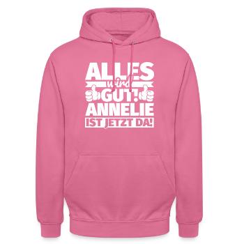 Annelie Vorname Geschenk lustiger Spruch - Unisex Hoodie - Pink - Vorne - Alina (178cm) & Michal (187cm)