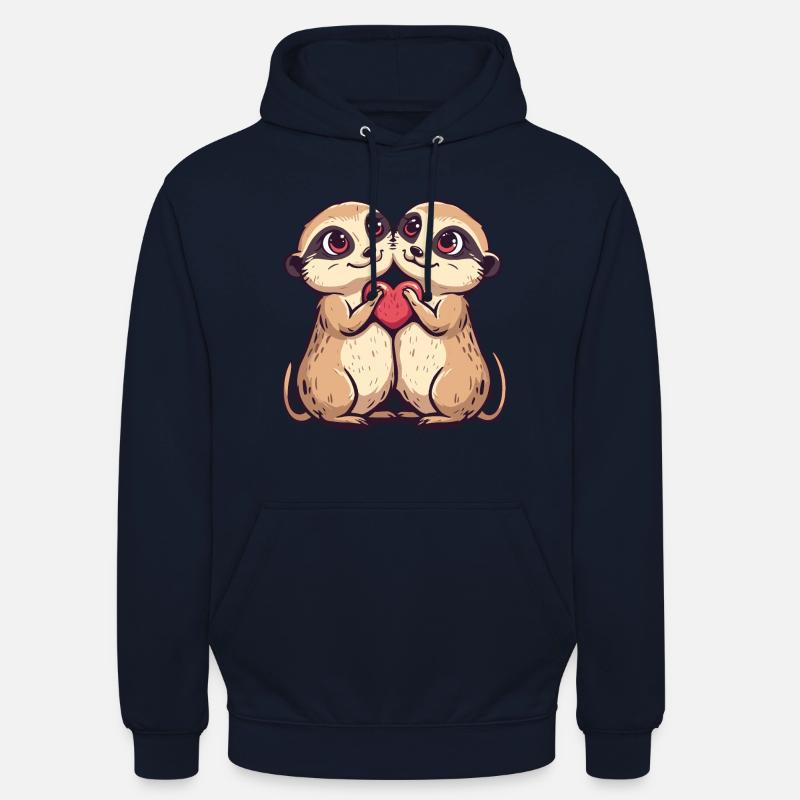 Couple de suricates amour Saint-Valentin - Sweat-shirt à capuche unisexe - marine