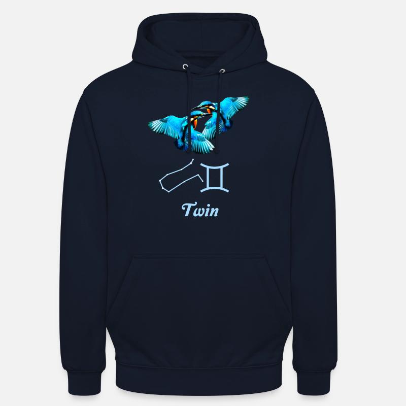 Sternzeichen Zwilling, Eisvogel, Sternenbild - Unisex Hoodie - Navy