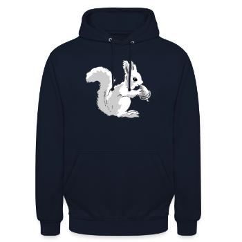 Squirrel eats a nut - Unisex Hoodie - navy - Front - Alina (178cm) & Michal (187cm)