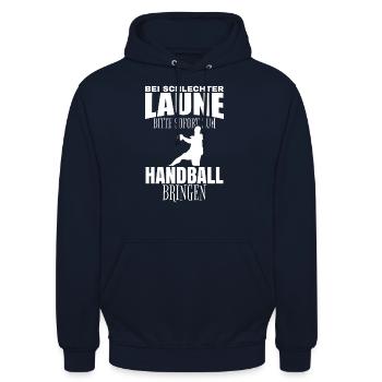 Handballer lustige Sprüche - Unisex Hoodie - Navy - Vorne - Alina (178cm) & Michal (187cm)