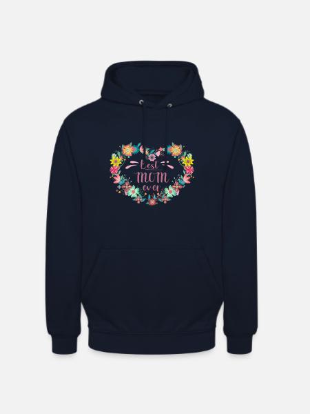 Bedste MOM nogensinde Bedste mor med hjertet af blomster - Hættetrøje unisex - marineblå