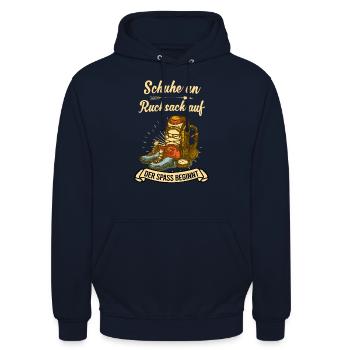 Wandern Spruch - Wander Pilgern Geschenk - Unisex Hoodie - Navy - Vorne - Alina (178cm) & Michal (187cm)