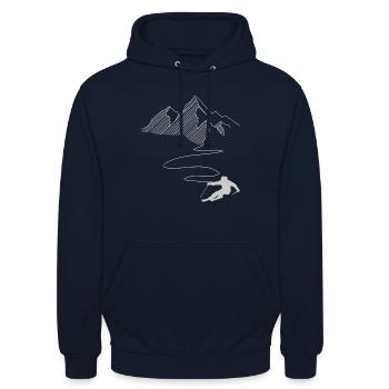 Ski Weihnachtsgeschenkidee für Skifahrer und Berg - Unisex Hoodie - Navy - Vorne - Alina (178cm) & Michal (187cm)