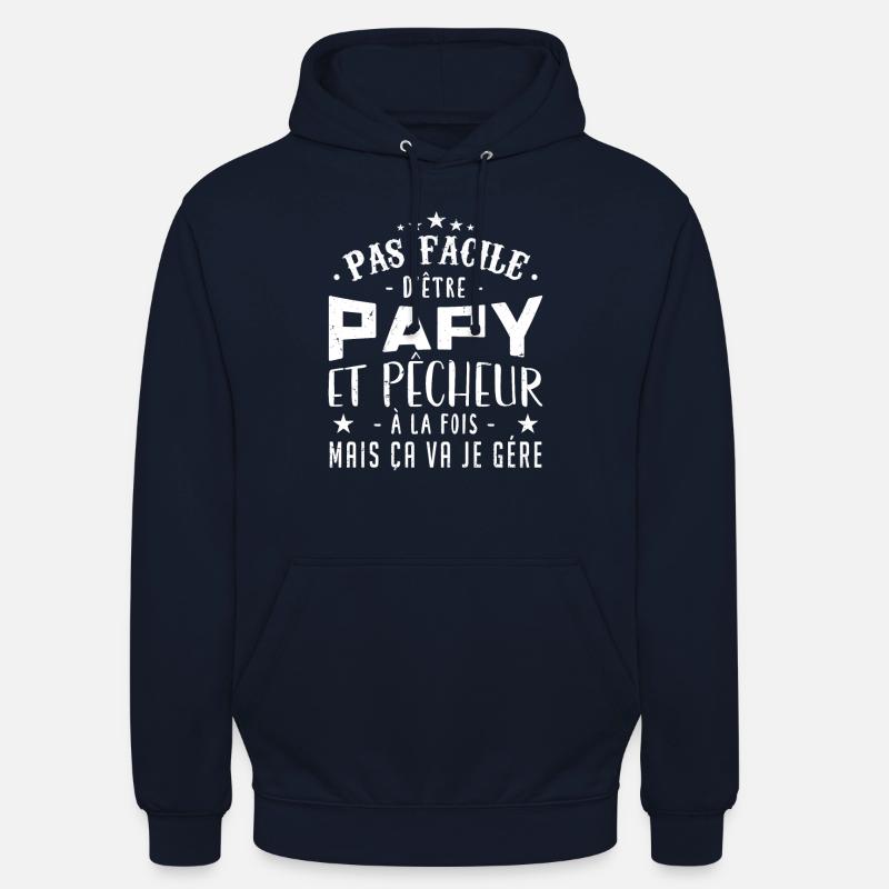 Papy Pêcheur - Sweat-shirt à capuche unisexe - marine