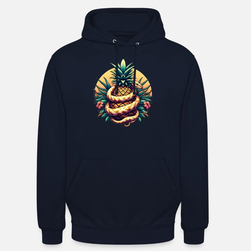 Python autour de l’ananas - Sweat-shirt à capuche unisexe - marine