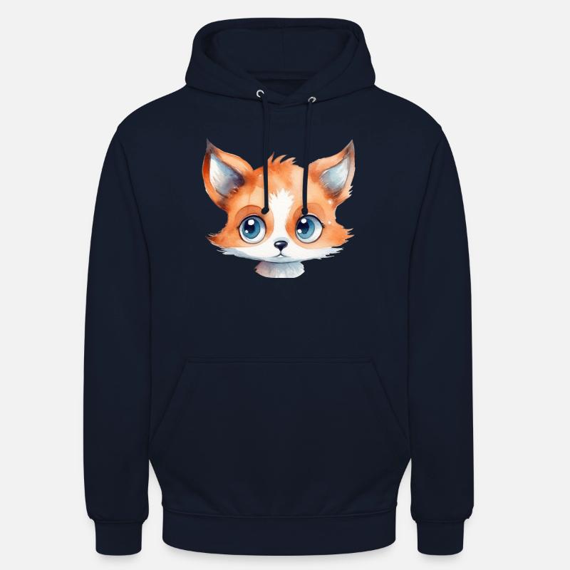 Fox Head Dessin Aquarelle - Sweat-shirt à capuche unisexe - marine