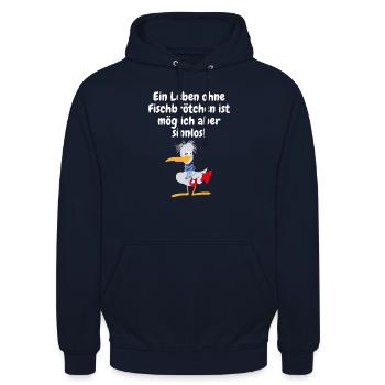 Leben ohne Fischbrötchen - Unisex Hoodie - Navy - Vorne - Alina (178cm) & Michal (187cm)