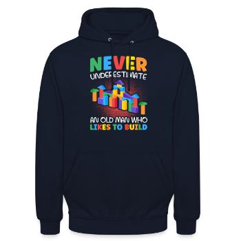 Bauen Klemmbaustein Baustein - Unisex Hoodie - Navy - Vorne - Alina (178cm) & Michal (187cm)