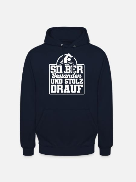 Silber Schwimmer Prüfung Silber Schwimmabzeichen - Unisex Hoodie - Navy